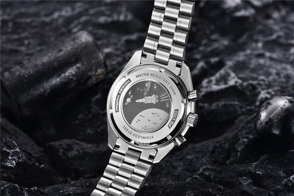 Pagani Design Relógio Fabricado no Japão Movimento de Quartzo SEIKO Cronógrafo Speedmaster com Caixa À Prova d'Água Relógio Social de Trabalho para Vestir Aço Inoxidável Couro