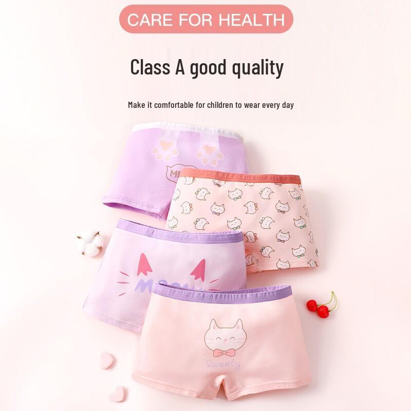 Langsha Girls  Antibacterial Cotton Boxer Briefs 4-Pack 110