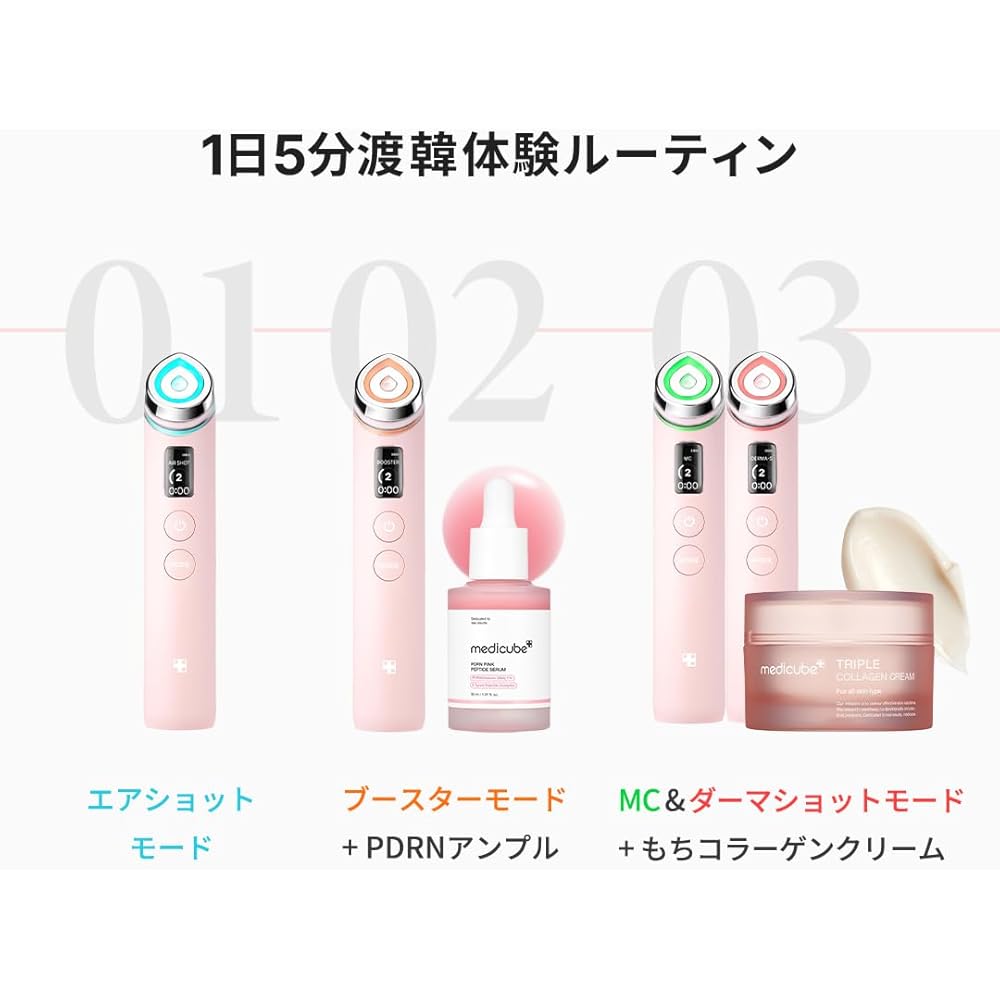 Medicube AGE-R Booster Pro Różowy, 5-minutowe koreańskie doświadczenie pielęgnacji skóry, Japońska instrukcja obsługi, Wszechstronne urządzenie do pielęgnacji twarzy, Przenośne, 155g, Gi