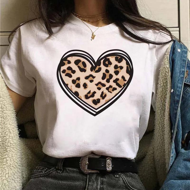 Unisex Summer Casual Tshirt Leopard Print Heart Cross Lightning Mom Life Faith Graphic Short Sleeve Female Fashion Tee Tops