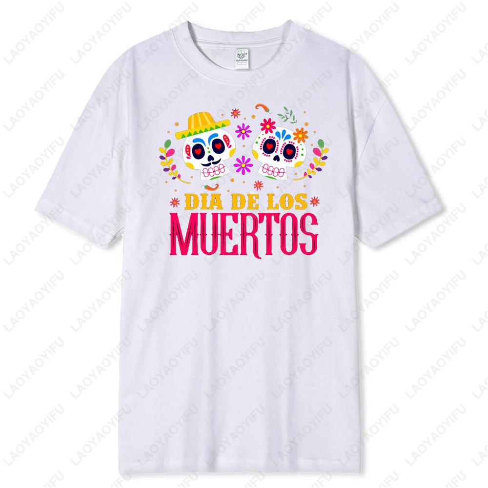 DIA DE LOS MUERTOS Celebrate Mexico May 5th Holiday Mens TShirt Skull Sombrero Flower Print Tops High Quality Cotton Summer Tee