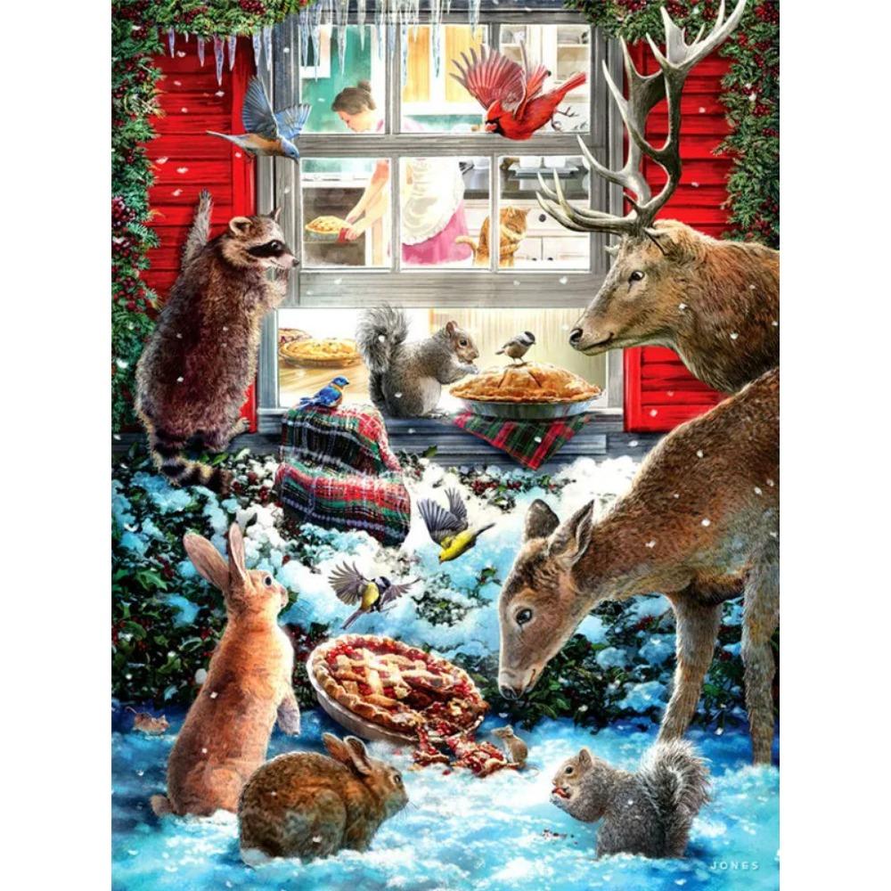 ציור יהלומים תרגיל מלא חג המולד חתול עגול ציור יהלומים בעבודת יד סוס בעלי חיים Diy יהלומי פסיפס ציור בית קישוט