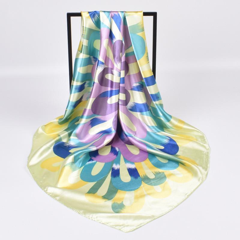New Fashion Square Silk Scarf Women Luxury Brand Satin Print Hijab Scarves Pareo Bandana Female Shawl Wrap Headband Foulard