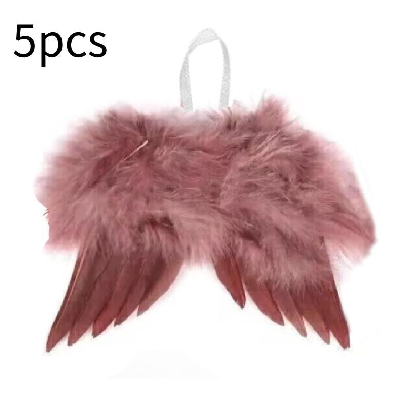 5pcs Angel Wings Christmas Feather Baubles Tree Hanging Ornament Diy Decor Craft