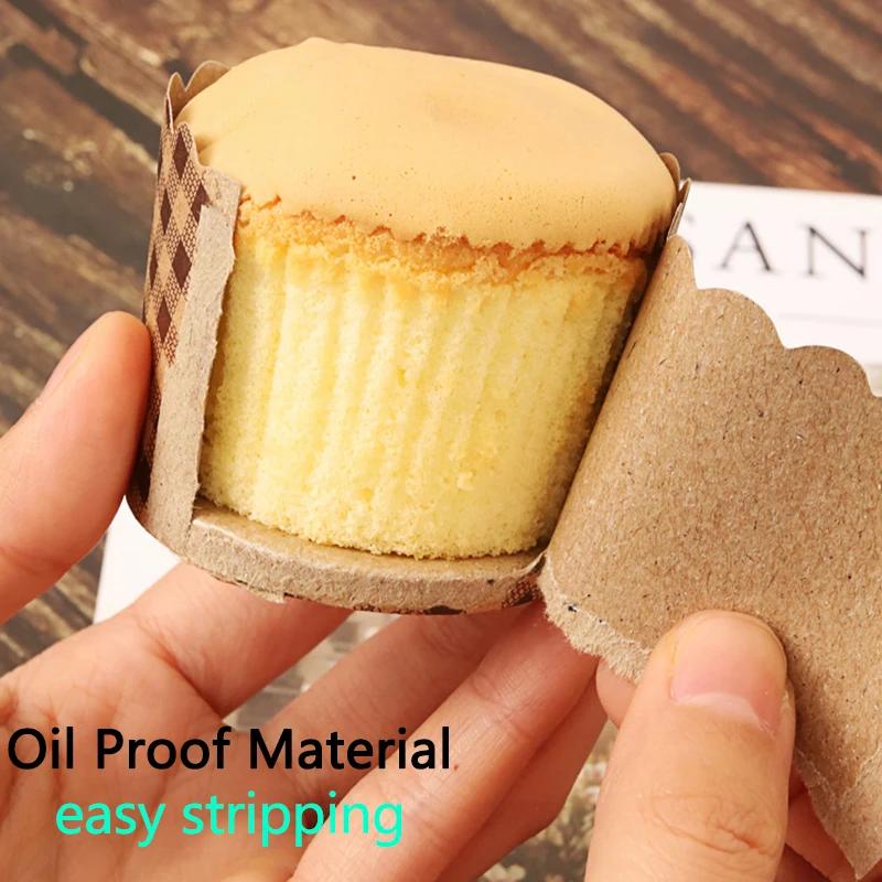 100Pcs Kraft Paper Muffin Paper Cups Mini Cupcake Liners Oil- Proof Greaseproof Paper Baking Wrappers Cake Baking Cup Cases
