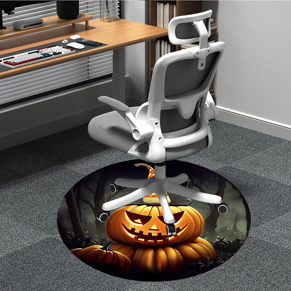 

1pc Halloween Pumpkin Lantern Chair Carpet for Office Non-Slip, Machine Washable Rug for Office - Holiday DecorMachine Made yy2510290 80cm by 80cm