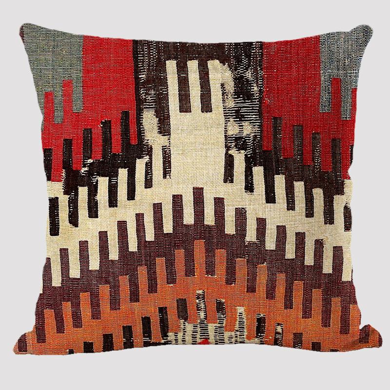 Cuscini in Lino con Fantasie Bohémien Multicolori Stampa Geometrica Etnica Astratta Federe per Cuscini Decorativi Cuscino per Divano del Soggiorno