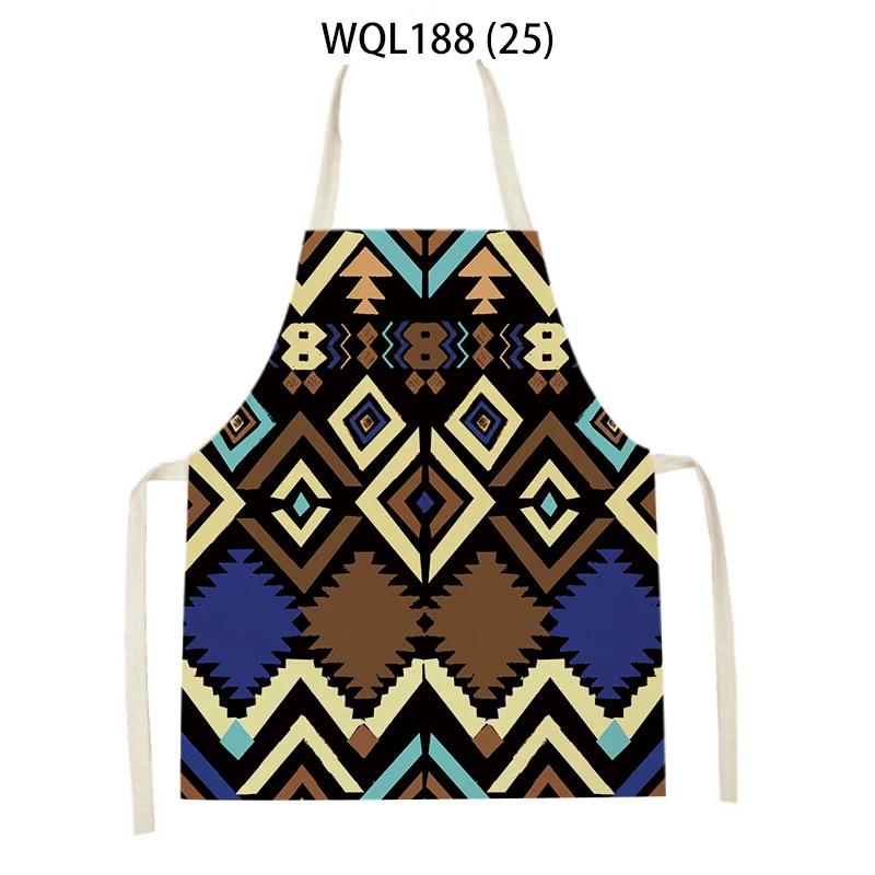 Retro Geometry Print Kitchen Apron for Woman Man Bohemia Linen Baking Aprons Adult Kids Cooking Apron Cleaning Tools Tablier