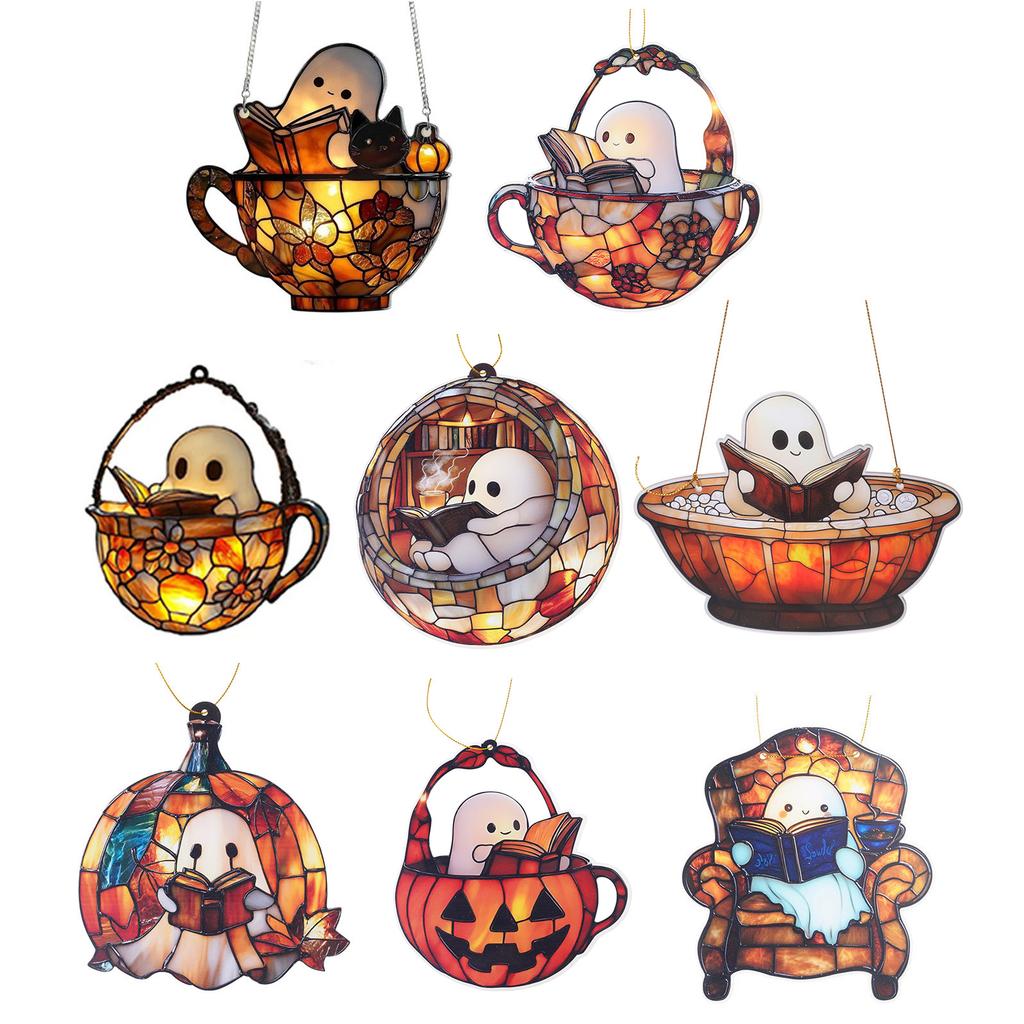 Acrylic Halloween Window Hanging Decor For Indoor Outdoor Fall Party Home Decoration Durable Unbreakable Design