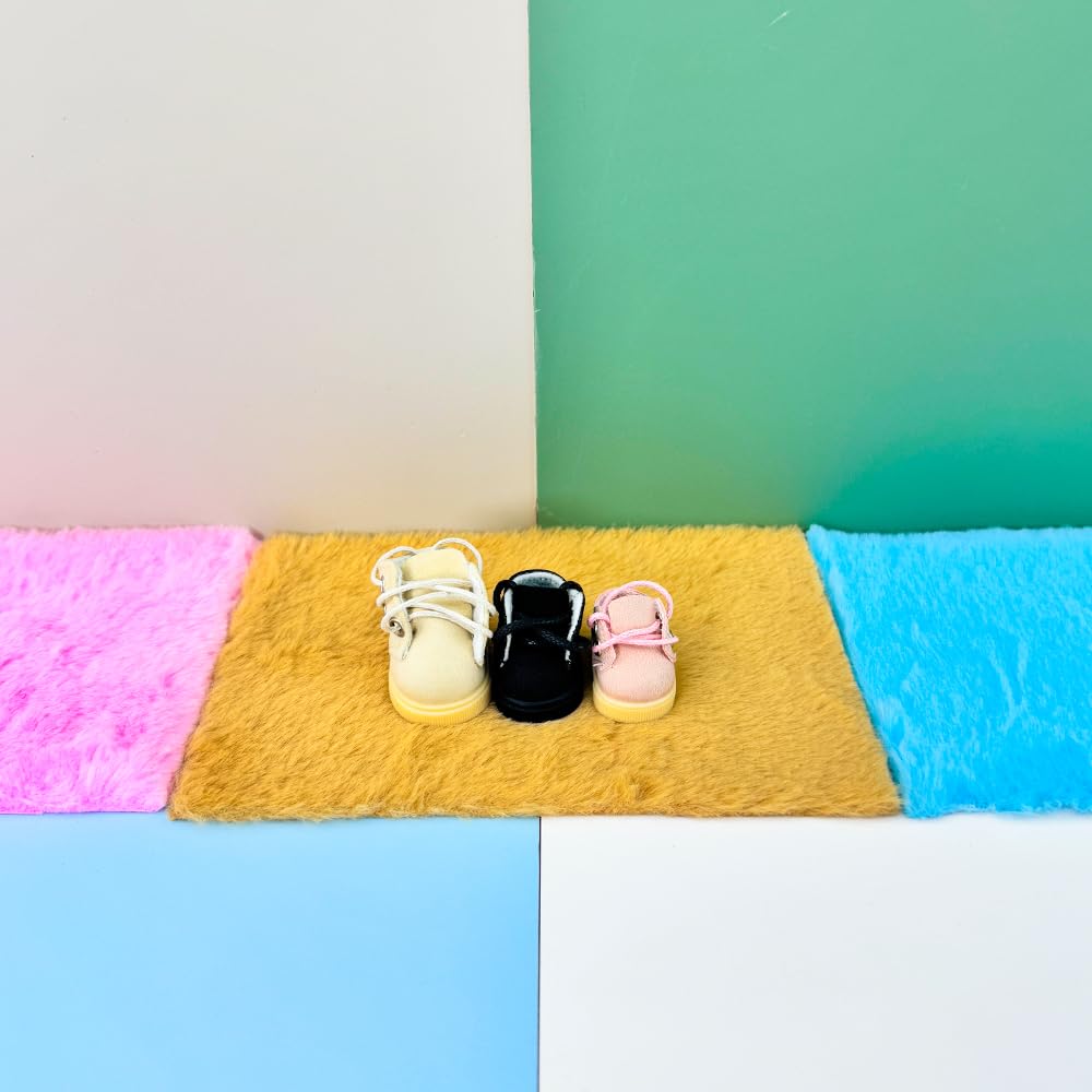 Niannyyhouse 15cm Plush Toy - Leather Shoes - Cotton Doll Shoes - Shoe Length 4.2cm - Dress-up Doll Accessory (beige + Black)