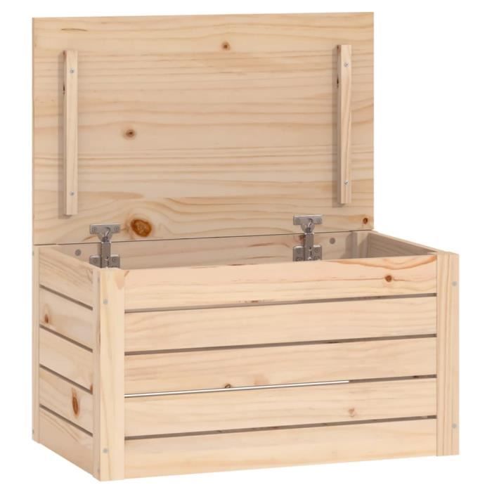 823614 vidaXL Boîte de rangement 59,5x36,5x33 cm Bois massif de pin