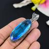 Blue Topaz Gemstone Handmade 925 Sterling Silver Jewelry Pendant 2.48" KG-97