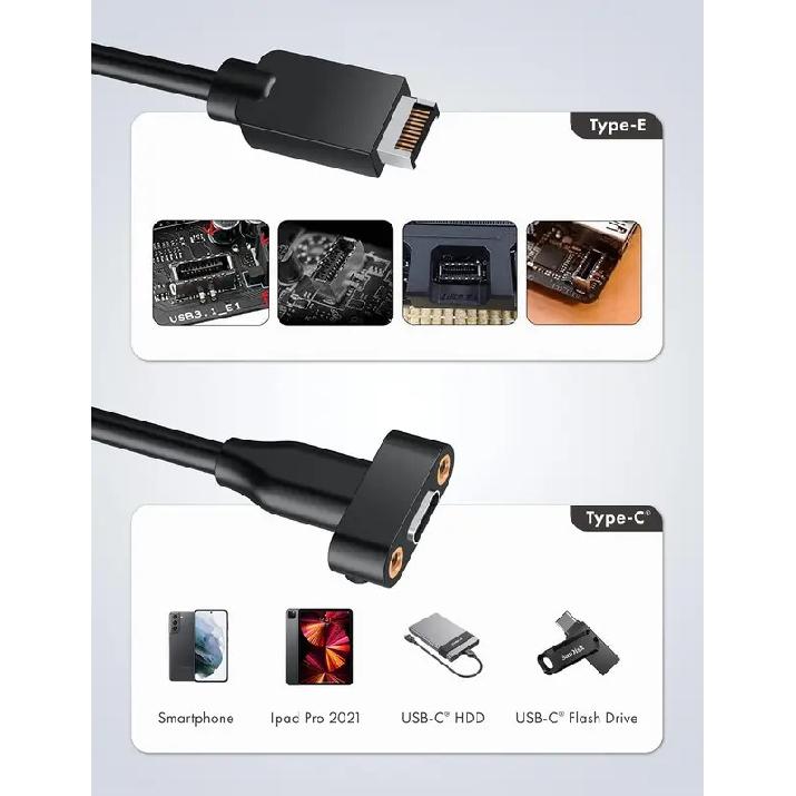 20Gb USB 3.2 Gen 2x2 USB-C Frontpanel Typ-C Adapter, Motherboard Header Verlängerungskabel, USB-C zu USB3.2 Typ-E Key-A 20-Pin