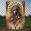 SAYNSD Native American Warrior Metal Tin Sign 8x12 Inch Vintage Wall Decor Retro Western Bar Cafe Plaque Vintage Iron Flat Wall
