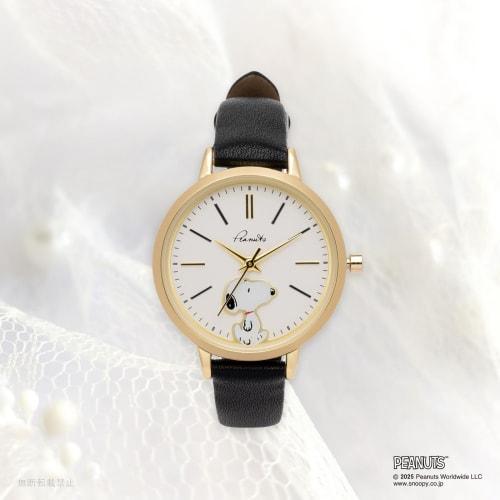 Fieldwork Women's Analog Snoopy Watch with Leather Strap, 2-Layer G Watch, Black (PNT-048-4)