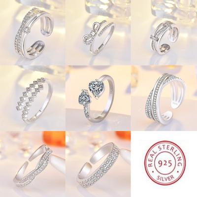 Original 925 Silver Ring High Quality Adjustable Opening AAA Zircon For Women Wedding Fine Fashion Jewelry Gift