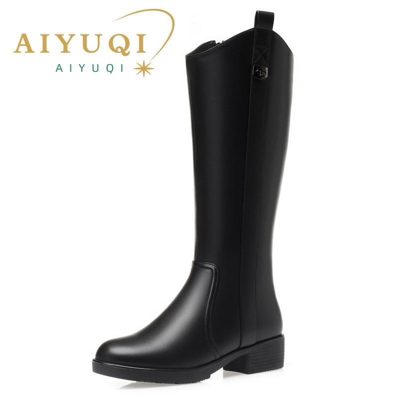 Fashion AIYUQI Women Boots Winter 2025 New Large Size Genuine Leather Women Long Boots Natural Wool Western Cowboy Boots Ladies