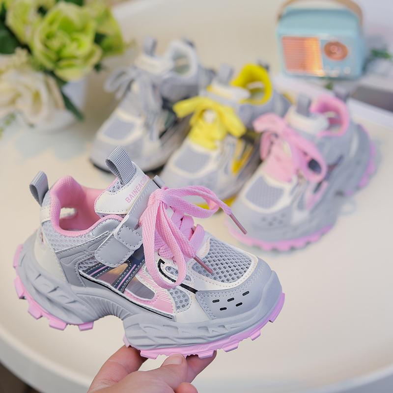 Kids Sports Sandals Thick Soft Sole Students Running Shoes Hollowed-out 2025 Summer New Children Casual Shoes Mesh Breathable