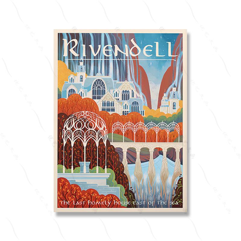 Ring Art Poster Wall Retro Travel Abstract Canvas Vintage Film Mordor Castle Lord Magic Painting Kid Bed Room Home Decor Picture