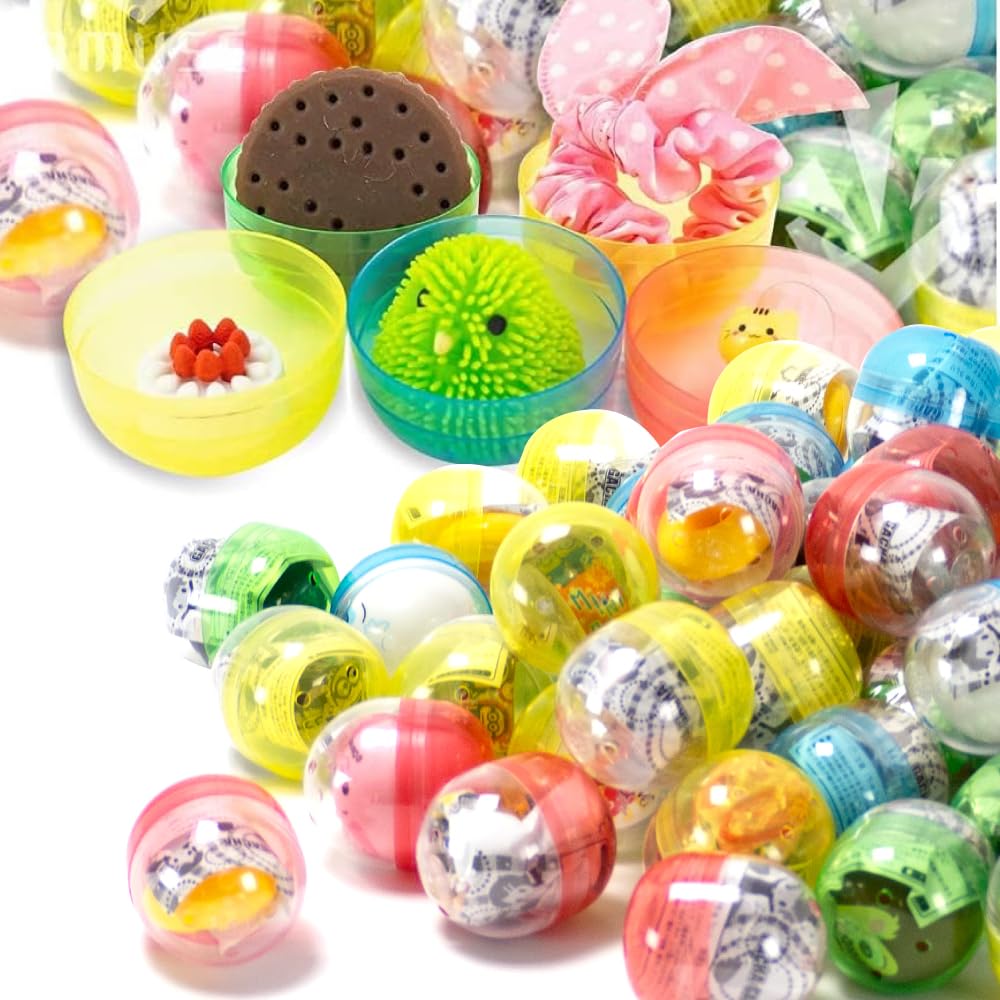 

Amuse 48mm Capsules, 4 Colors Assorted, 100 Capsules, Includes Toy for Girls