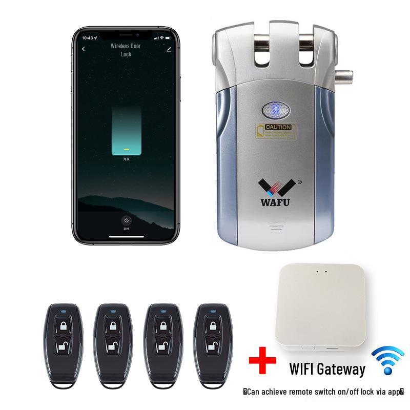 Wireless Remote-Control Smart Lock with Invisible Design and Electric Bull Head Lock for No-Drill Installation