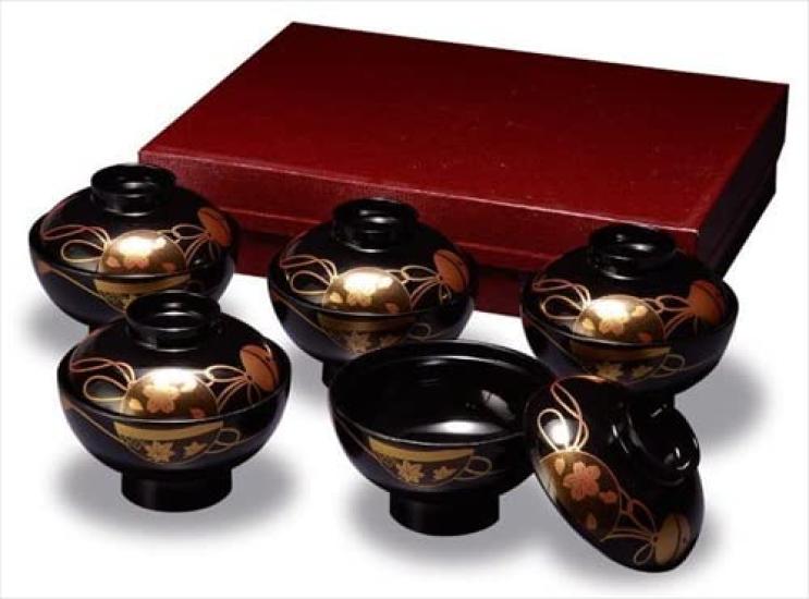 

Yamaga Shikkiten Zoni Bowl with Set of New Made in Diameter 12cm Lid, Suzushunshu, Lacquerware, 5, Year, Japan, Maki-e, чёрный