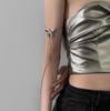 Gothic Black Butterfly Necklace for Women Silver Color Butterfly Pendant Adjustable Snake Bone Chain Punk Hiphop Jewelry Party