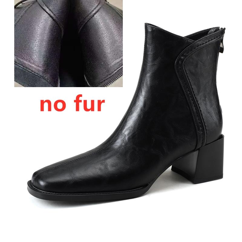 

Модные женские ботильоны AIYUQI Ретро 2025 Новые осенние ботильоны на квадратном каблуке на молнии Женские короткие ботинки Большой размер Натуральная кожа Женские ботинки 35