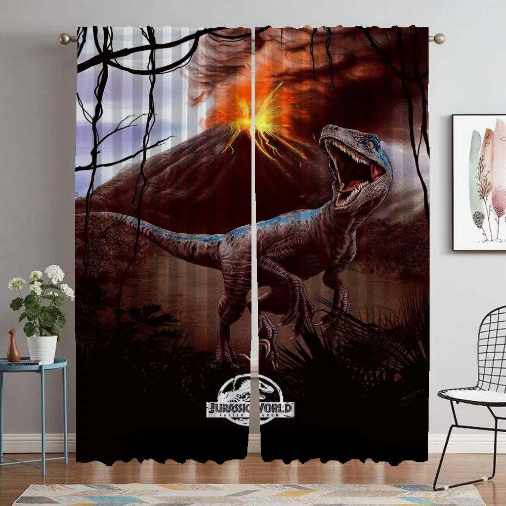 Jurassic Park Home Interior Curtains for Camera Tulle for Bedroom Shades Partition Anti-mosquito Curtains 2 Pieces Curtain Room