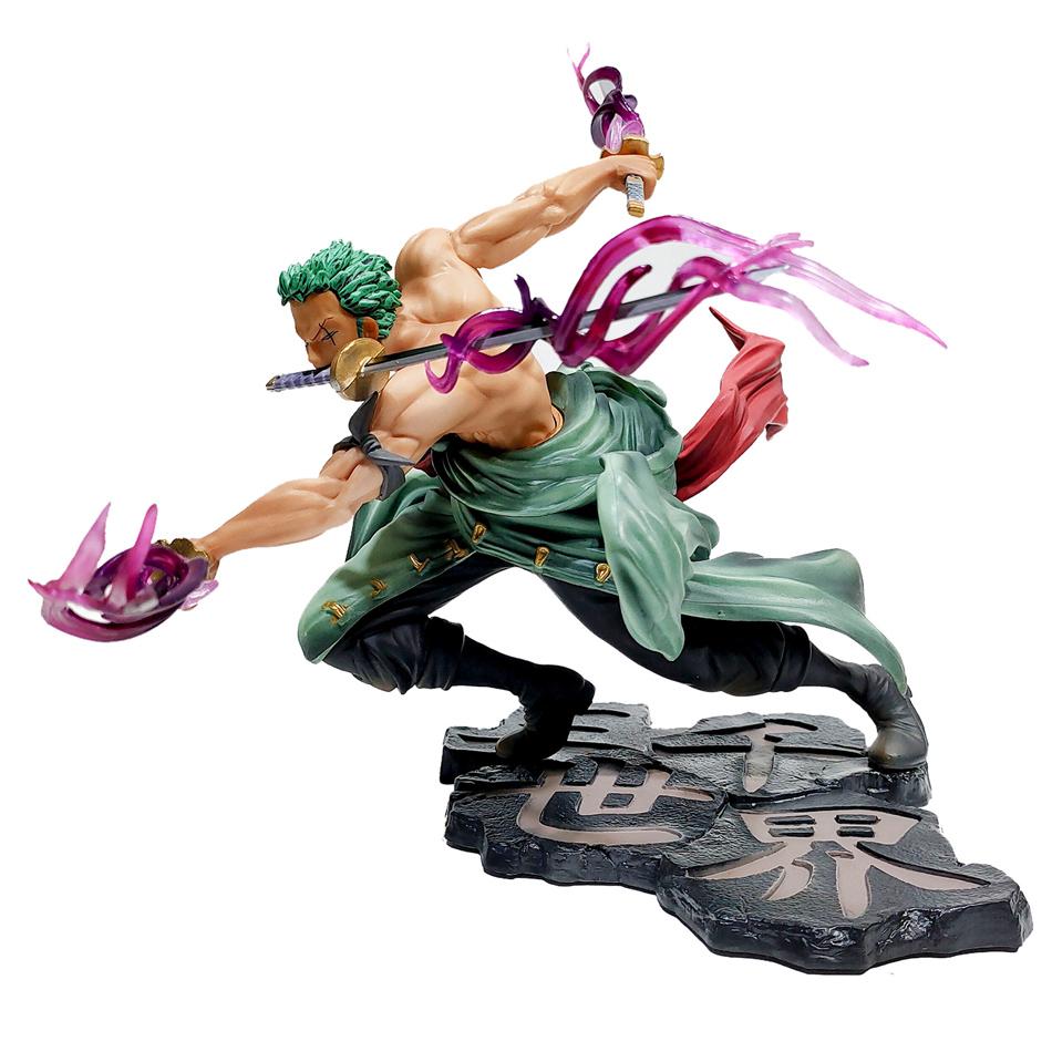 Eine Figur Actionfigur Drei-Messer-Kampftechnik Roronoa Zoro Anime-Modell Dekorationen PVC-Spielzeug Geschenk