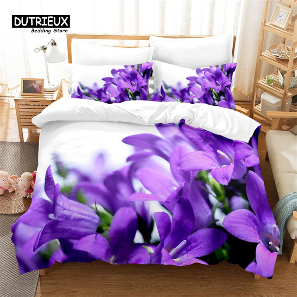 3-teiliges Bettbezug-Set, Bettwäsche-Set mit leuchtenden Blumen, Weicher, bequemer, atmungsaktiver Bettbezug, Für Schlafzimmer-, Gästezimmerdekoration