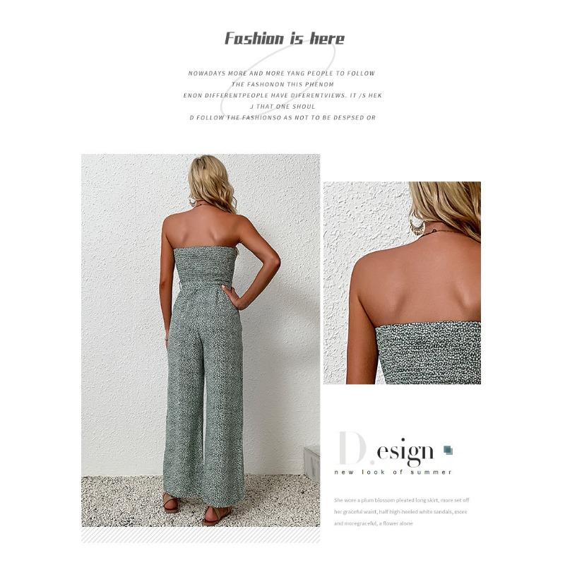 Women's Tube Jumpsuits Tied Wide-leg Pants