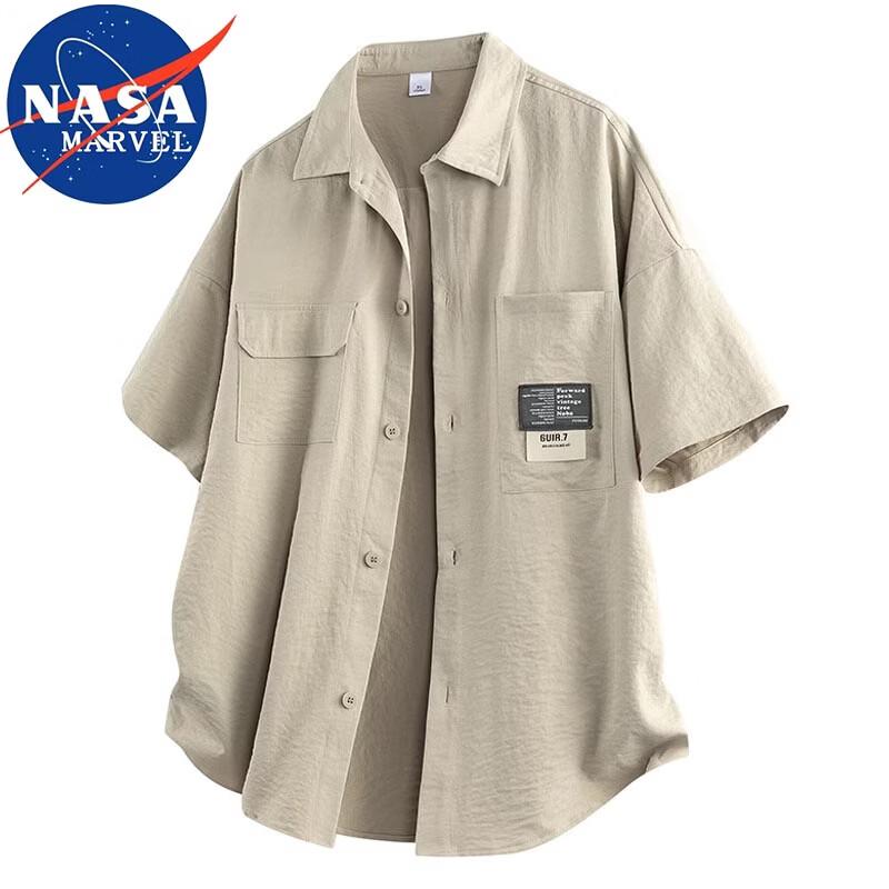 NASA MARVEL Men's Casual Short-Sleeve Workwear Shirt