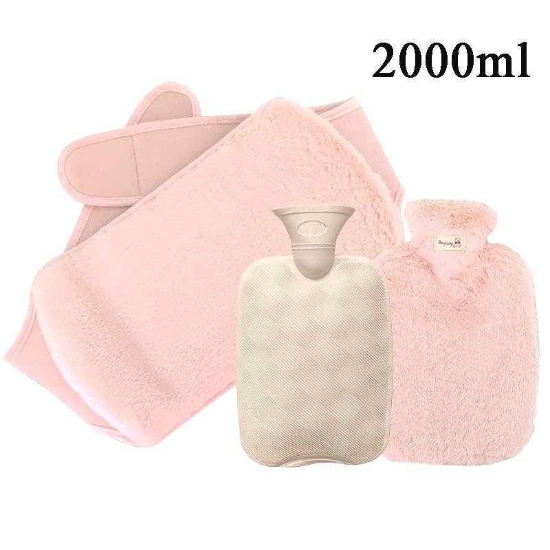 Explosion-Proof Hot Water Bottle with Plush Cloth Cover Belt Winter Hand Foot Abdomen Warmer Reusable Hot Water Bag Pouch