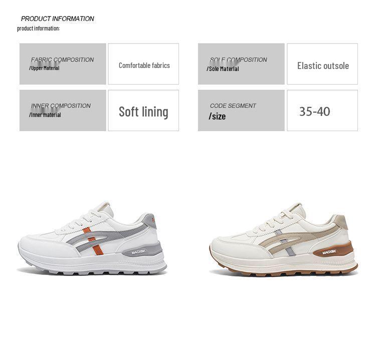 Spring Women's Breathable White Sneakers, Versatile Korean Style with Thick Soles for Height Boost, Casual Dad Shoes
