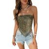 Damen Sommer Boho Paisley Print Schlauchtop Trägerlos Bandana Asymmetrischer Saum Schal Tops Y2K Lässig Strand Crop Top
