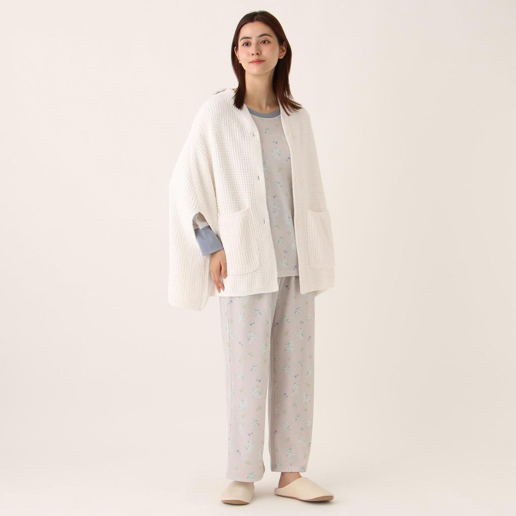 Afternoon Tea Living Pajama/Loungewear Set JF76 Waffle Knit Cardigan, Ivory