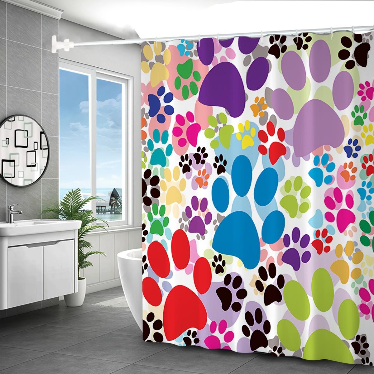 

1Pc Shower Curtain - Vibrant Multicolor Paw Prints On White Background Waterproof W60H190(CM)-1 Pcs