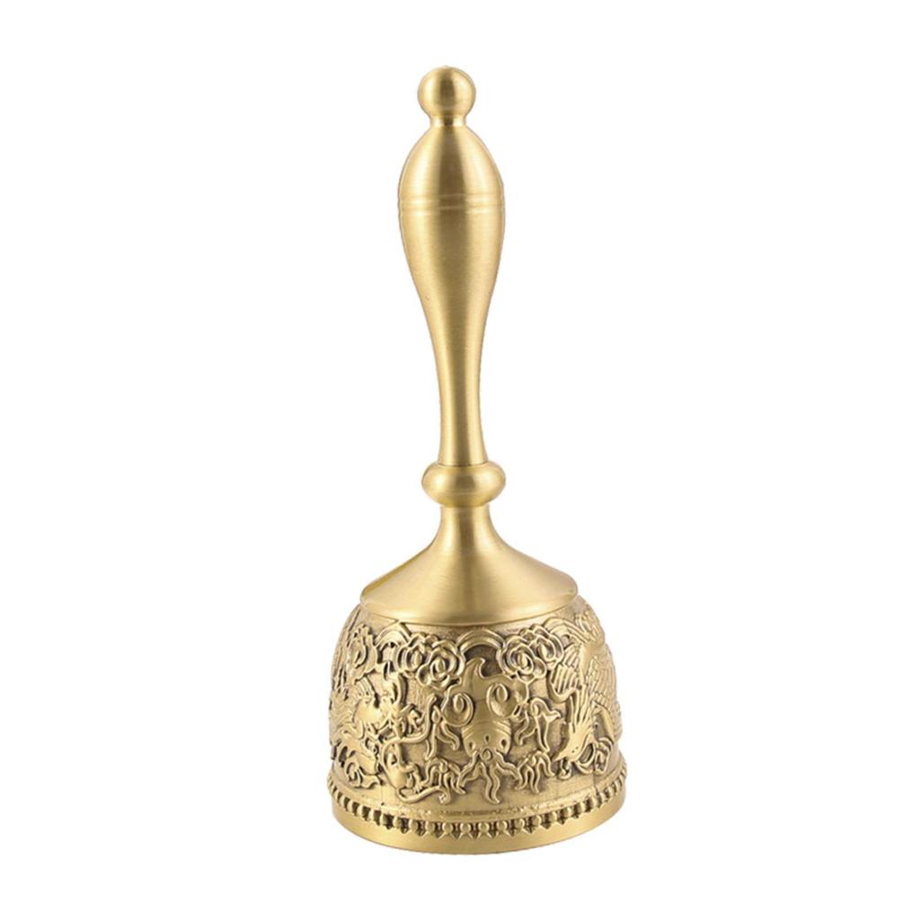 Brass Hand Bell Gold Teacher Bell Service Bell for Party Dinner Celebrations