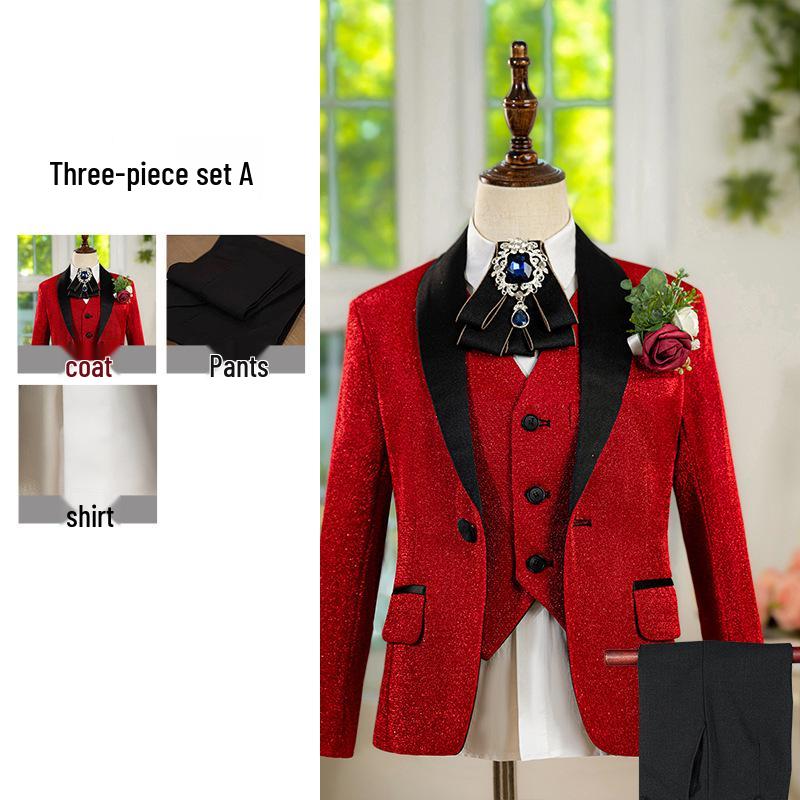 Boys' Silver Sequin Suit Set - Performance & Ceremony Outfit