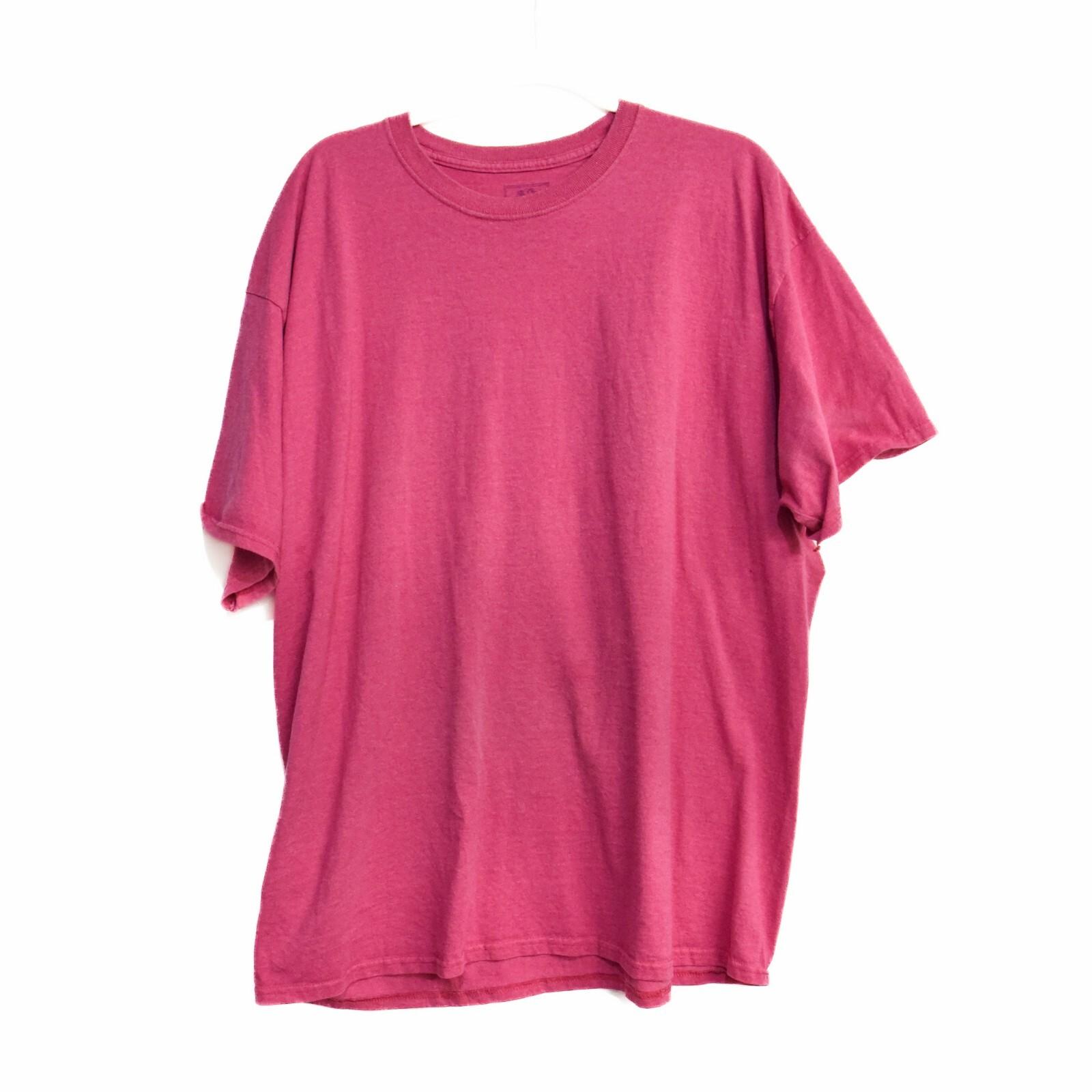 Fruits Of The Loom Mens Pink Polycotton T-Shirt Solid Short Sleeve Crew Neck 2XL XXXL