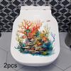 2x Ocean Toilet Stickers Under The Sea Toilet Seat Lid Cover Stickers Wall