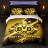 Borussia Dortmund Custom Name Text Bedding Set 1 Duvet Cover+2 Pillowcases Soccer Logo Personalized Gift For Special Occasion Bedroom Decor