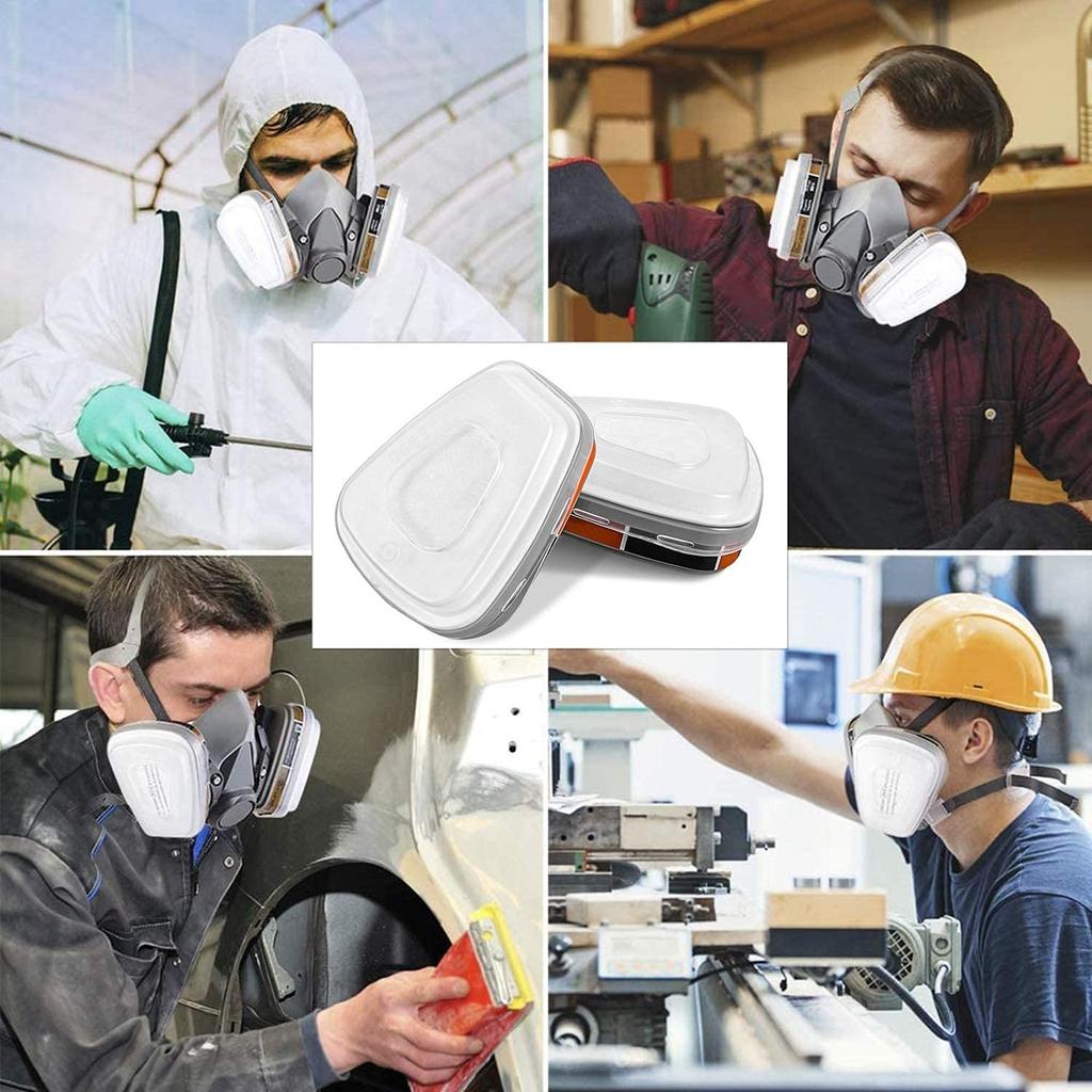 6001 Filter Cartridges Replacement for Gas Respirator, 2pcs Filter Cartridges + 2pcs Filter Covers+8pcs Filter Cottons, Apply to