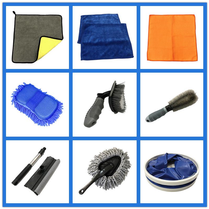 10-Piece Movable Car Wash Kit: Towels, Sponges, Brushes, and Bucket Gift Set