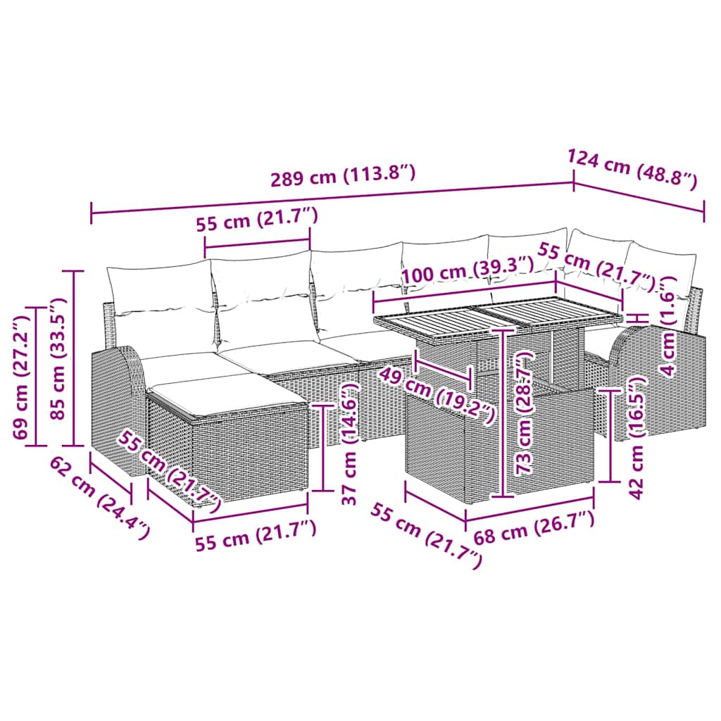 Garden Sofa Set with Storage 8 pcs Black Poly Rattan