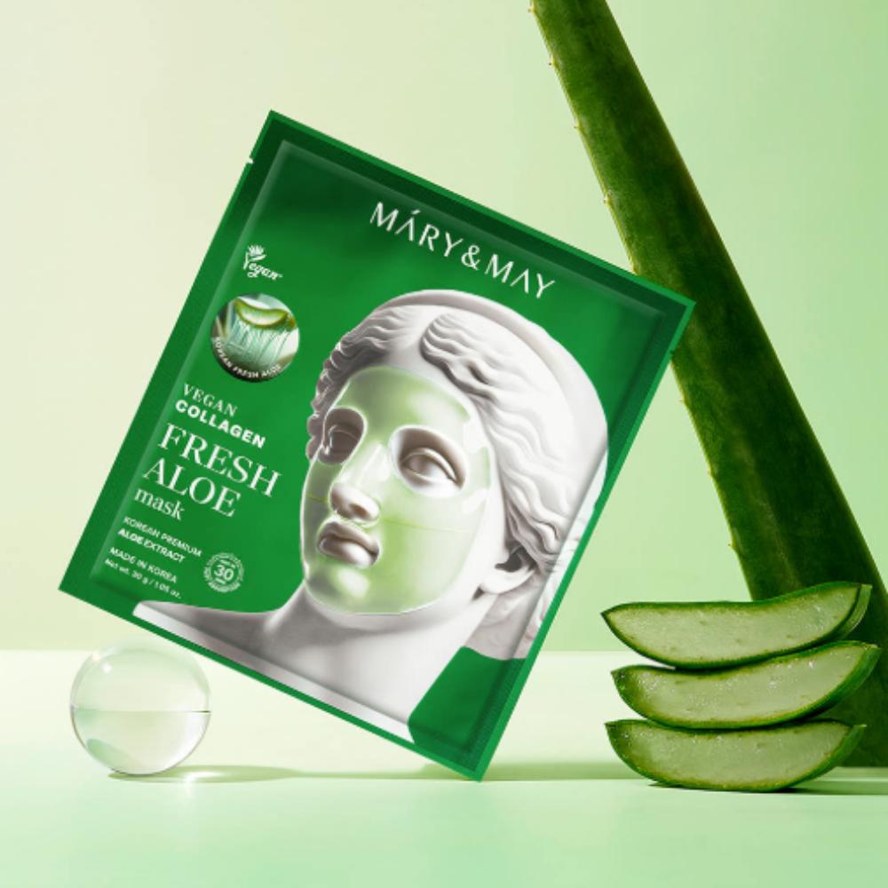 

Mary&May Vegan Collagen Fresh Aloe Gel Mask 4pcs - Cooling & Firming Sheet Mask