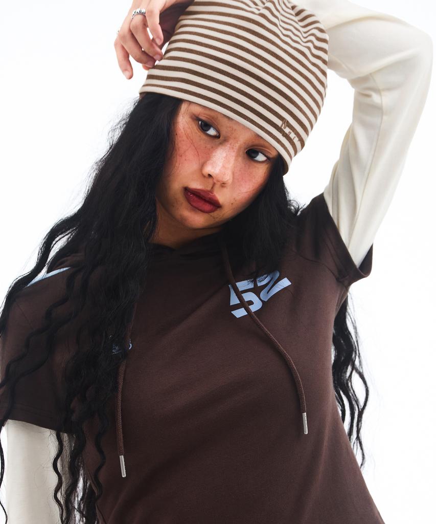 AMES-WORLDWIDE Jersey Stripe Beanie Brown