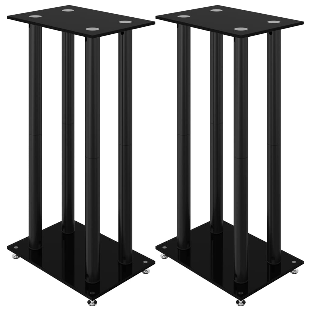 Lautsprecherständer (2 Stück) Schwarzes gehärtetes Glas 4-Säulen-Design
