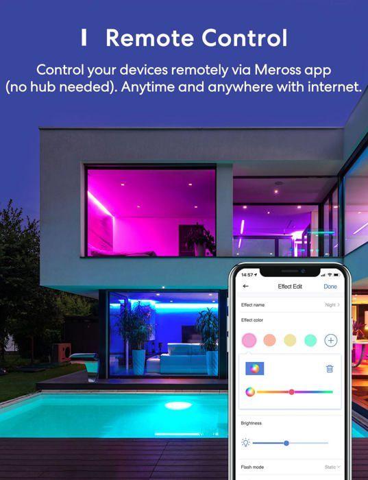 Ruban led - meross - msl320phk(eu)-5m - rgbww - dimmable - compatible homekit